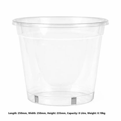 Garden City Plastic Grow Plant Pot - 250mm Clear - 10 Pots Pack